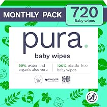 Pura Eco Friendly Baby Water Wipes 12 x 60 per pack, (720 Wet ...
