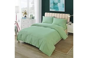 H HANSEL HOME Funda Nordica Cama 90 de 3 Piezas Transpirable Suave al Tacto 100% Microfibra, Funda Edredón 150x220cm, Bajera 90x200cm con 1 Funda de Almohada 50x110cm - Verde