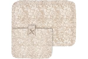 PARAMAISON Copriforno e Coprifornello Cuore, Stile Shabby Chic, Imbottito, Rettangolare, Lavabile, Set 1+1