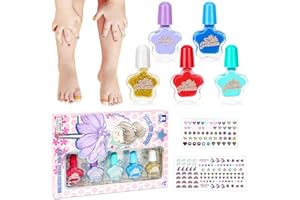 NALIKOSTY Smalti per Unghie per Bambini,Set Smalti Bambina,5 Colori di Smalto per Ragazze con 144 Adesivi, Kit Unghie Bambina,Regali di Compleanno per Figlie, Ragazze
