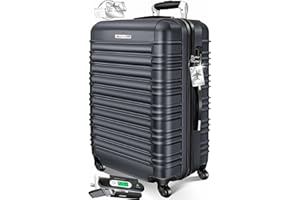 KESSER® Reisekoffer Hartschalen-Koffer Inkl. Kofferwaage + Gepäckanhänger | Trolley Gepäck Rollkoffer Zahlenschloss 4 Rollen ABS-Hartschale Teleskopgriff (75cm – 120L, Anthrazit)