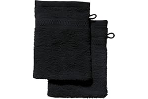 ‎REDBEST REDBEST Waschhandschuh 2er-Pack Chicago schwarz Größe 15x21 cm - saugstark, strapazierfähig, ideal für Reisen, Sport (weitere Farben)