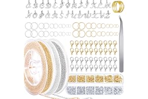 Whaline Kit de 1070 cadenas para hacer joyas, 40 cierres de langosta con pinzas curvadas, abridor de anillos de salto para manualidades
