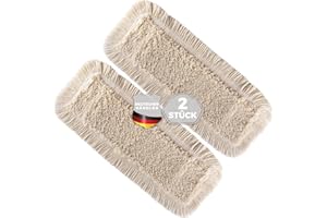 Thometzki Wischmopp-Bezug (2x, 40cm) - Bodenwischer-Wischbezug zur Echtholz Trocken- & Nass-Bodenpflege - Bodenwischer-Bezug für Parkett-Dielen, Laminat & Fliesen - Hochwertiger Wischer-Bezug Beige