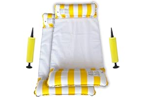 JR Quality Product Pack of Two Yellow & White Stripped Lilo Hammocks Plus 2 Hand Pumps