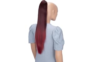 ‎CAISHA CAISHA by PRETTYSHOP 60cm Glatt Pferdeschwanz Mit Butterflyklammer Haarteil Zopf Hitzebeständig Haarverlängerung Rot Mix H620