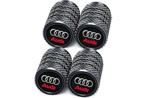 YUVA Tyre Valve Dust Caps for Audi A & Q Series A1 Sportback S1 A3 A4 A5 A6 A7 A8 Q3 Q5 Q7 TT R8 RS e-tronMetal Car Wheel Air Caps Auto Valve Stem Caps Accessories 4 Pcs Black