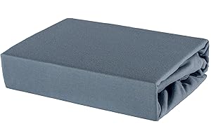 SOFT DREAM Fitted Sheet 100% Cotton Jersey - 80/200 - 80 x 200 cm, charcoal, 90 x 160 cm