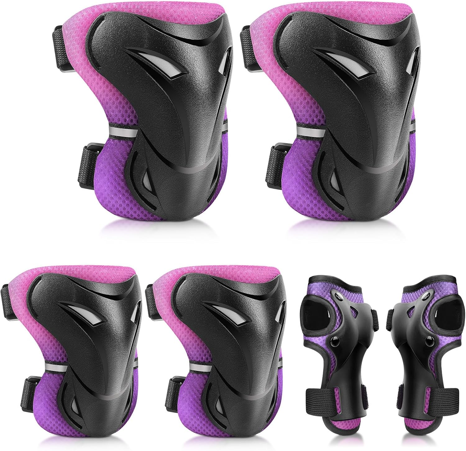 YOOXARMOR Protecciones Patines Niña,Rodilleras Coderas y Muñequeras Set para Patinaje Ciclismo Monopatín Bicicleta Skate Juego de 6 Protectores de Rodillos para 3-6-13 Niño