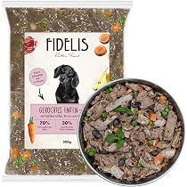 Fidelis  Gekochtes Frische-Men Ente fr Hunde 10 x 500g - Premium Hunde  Futter mit 70% Fleischanteil und frischen Zutaten - Proteinhaltiges  Hundefutter nass nicht extrudiert - Zucker- & Getreidefrei : Amazon.de:  Haustier