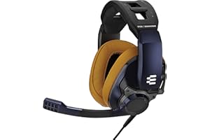 EPOS I Sennheiser GSP 602 - Auriculares Profesionales para Videojuegos (con cancelación de Ruido pasivo), Color Azul marino y Negro - Orejeras marrón