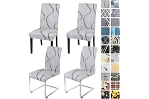 ‎ALISHOMTLL Alishomtll Stretch Stuhlhussen 4er/6er Set Grau Stuhlbezug Schwingstuhl Elastische Hussen Abnehmbarer Waschbarer Stühle Schutz für Esszimmer Restaurant Hotel Bankett Hochzeit (Grau Wellung, 4 Stück)