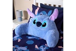 OHS Stitch Cuddle Cushion, Officially Licensed Reading Pillow for Kids Sofa Supportive Soft Cosy Teddy Fleece Gaming Cushions for Boys Girls Snuggle Hug Pillow, Blue - 45 x 40 x 30cm