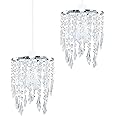 MiniSun | Chandeliers with Clear Jewel Effect Droplets | Pendant Lights, Home Décor & Improvement Essential | Set of 2