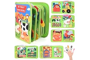 Gerbala Książka Montessori 1 rok, Busy Board Interaktywna książka Zabawki Montessori dla dzieci 1 2 3 lata, Quiet Book Sensory Edukacyjne Prezenty dla chłopca i dziewczynki (B)