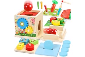 COOLJOY Montessori Spielzeug Ab 1 Jahr | Holzspielzeug Motorikspielzeug Ab 1 Jahr | 8-IN-1 STEM Geschenk Für Jungen Und Mädchen 2 3 4 Jahren