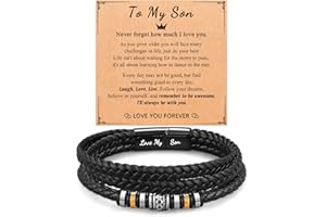 D Dongjiangjin Gift To My Son Grandson Nephew Leather Bracelet Birthday Easter Christmas Gifts for Teenage Teen Boys