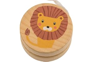 PHILUMO Holz Jo-Jo für Kinder, JoJo für Anfänger - Löwe Tiermotiv Yoyo - Ø 5,5 cm