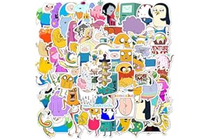 AFFOTO Hora de aventuras pegatinas para ordenador portátil (100 unidades), regalo para niños, adolescentes, adultos, niñas, jóvenes, impermeables, pegatinas de vinilo para scrapbooking, monopatín