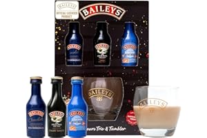 BEAMS INTERNATIONAL Baileys Gift Set - Original Irish Cream Liqueur, Chocolate, Toffee Popcorn x3 Alcohol Miniatures 5cl Bottles and Glass - Birthday Alcohol Gift Sets for Women, Men, Mum Gifts for Birthday, Christmas