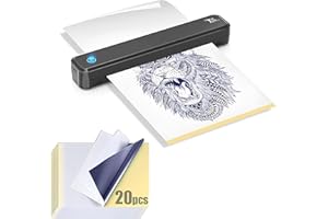 Joyzan 2025 Nouvelle Thermocopieur Tatouage Bluetooth sans Fil, Imprimante Pochoir Tatouage 20pcs Transfert Papier Imprimante Portable sans Encre Clarté Anti-Rides Artiste Débutant Tablette Phones PC