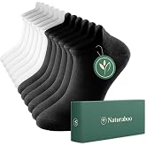 Naturaboo Bambu Spor Patik &Ccedil;orap &ndash; Dikişsiz, Terletmez, Nefes Alabilir, Arka Bilek Tahriş &Ouml;nleyici Destek, Kutulu &ndash; 6 &Ccedil;ift Pa