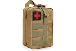 BITUOR Erste Hilfe Tasche Leer, Taktische Taschen MOLLE, EMT Kleine Pouch, Wasserdichtes Rip-Away First Aid Kit, Tactical Survival Bag für Outdoor, Camping, Reisen, Motorrad, Abenteuer (Braun)