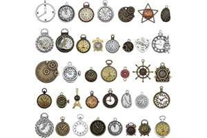 JULIE WANG Paquete de 20 relojes de metal de estilo retro, varios tipos de bricolaje, joyería, colgantes, accesorios enviados al azar