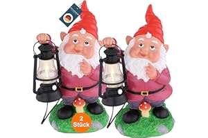 ‎BMF-VERSAND bmf-versand® LED Solar Gartenzwerg lustig - Gartenfigur mit Licht wetterfest - Solarlaterne Zwerg - Solarlampen für Terrasse und Balkon - LED Lampe Figur - Gartenleuchte Zwerg - Gartendeko Zwerg