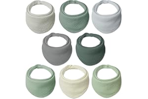 Lulu moon Bebe Baberos de 100% Algodón Muselina, Baberos para Bebé Niño Niña Unisexo 8 Paquetes