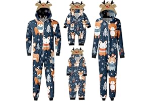 SONNENA Familie Schlafanzug Familie Outfit Set Lange Jumpsuit Winter Jumpsuit Rotes Weihnachtspyjama Familie Set Kuschelig Nachtwäsche Hausanzug Weihnachts Matching Pyjamas