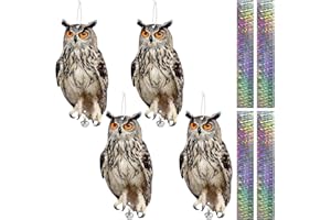 Lifreer Vogelscheuchen für Gärten, 4PCS Eule Form Vogel reflektierende Abschreckung Eule hängende Dekoration Vogel Kontrolle Gerät zu halten Vögel Weg von Garten-Terrasse-Fenster