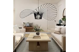 Glitzerlife Żyrandol nowoczesna lampa wisząca czarna — lampa wisząca do salonu 120 cm lampa wisząca E27 design kapelusza lampa wisząca z regulacją wysokości maks. 40 W bez żarówki