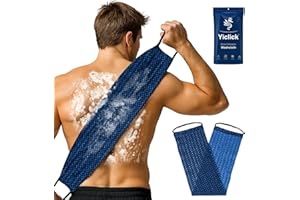 Yiclick Serviette de toilette exfoliante double taille – Éponge exfoliante pour le corps, éponge en luffa, éponge coréenne et japonaise – Lave-dos pour une utilisation dans le bain de douche (bleu)
