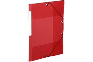 Viquel - chemise plastique a4 avec rabat et élastiques - Etiquette d'identification sur la tranche - Rouge 113743-08