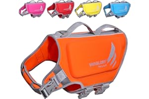VIVAGLORY Léger Veste Flottante pour Chien, Gilet de Sauvetage en Néoprène Respectueux de la Peau avec D-Ring et Boucle à Dégagement Rapide, Orange