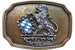 FRONHOFER Trachten Gürtelschnalle Bayern Messing Buckle 40 mm, 4 cm Bayerisches Wappen Löwe Schnalle,18208
