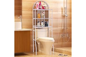RELOVE Estantería de baño, Mueble de Almacenamiento en la Parte Superior del Inodoro con 3 estantes, estantes de Inodoro, Estante para baños estantes (65 * 34 * 177 cm (Blanco))