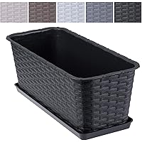 KADAX Balkontopf mit Untersatz, Pflanzkasten, Balkonkasten mit Wasser Öffnungen, Blumenkasten für Rosen, Oleander…