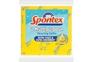 Spontex 2 Multipurpose Cleaning Cloths | 35 x 37 cm | Extra Thick & Ultra Absorbant