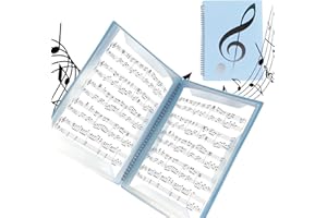 WHENZOO A4 Sheet Music Folder, A4 Music FolderSheet MusicHolder Allow Annotations, Eliminate Glare 60 Pages Spiral Sheet MusicBinder Student Drawing Folder Storage for MusicalScore Painting Photo (Blue)