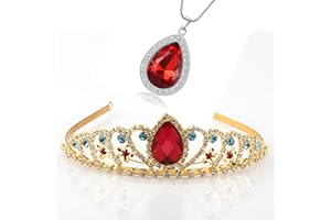 HENGKAIXUAN Kzslive Elena de Avalor Tiara collar de lágrima conjunto de joyas princesa accesorios de vestuario corona con rubí simulado regalos