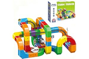POUWAY Clickrail Electric Train Set, Track Fusion Toy, Magic Rail Cube Train Set, with Gravity-Defying Motorized Train, 3D Embedded Layouts Train Track Set, DIY Cube Track, for Kids (123PCS)