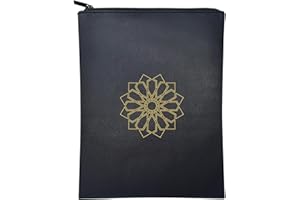 IqraCovers Quran Cover – Luxurious Book Case Sleeve with Zipper – Durable Water-Resistant Book Protector Pouch – Elegant Book Covers for Quran or Thick Hardcover Books (Black, Large)