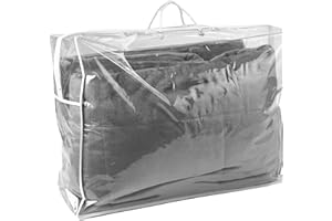 VISION LINENS Home Bedding Blanket Storage Bag, Clear Transparent Polypropylene Plastic, Long Lasting Durability, Zipped Bag With Nylon Handles, 46cm x 61cm x 23cm, Can Also Store Clothes, Towels & More