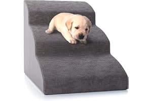 VERLA Dog Steps for Bed, 3-Step Ladder for Small Dogs & Cats, High Density Foam Pet Stairs, Soft & Non-Slip Surface, Help Your Pet Easily Up and Down, Perfect for Old & Injured Pets, Dog Ramp for Bed/Sofa