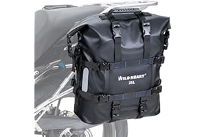 ‎WILD HEART WILD HEART Motorrad Seitentasche Edelstahl Federung wasserdichte Tasche 20L/25L wasserdicht Pianner verschleißfest Allzweck-Bike-Zubehör (Schwarz TPU, 25L,One PCS)