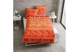 ‎TRAUMSCHLAF Traumschlaf Satin Bettwäsche Indi 1 Bettbezug 240 x 220 cm + 2 Kissenbezüge 80 x 80 cm