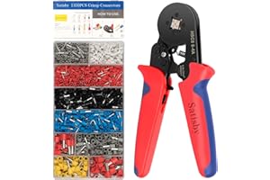 SATISBY Pinza Crimpatrice Capicorda-Pinza per Crimpare 0,25-10mm²/AWG23-7 &1350piezzi Connettori Elettrici |autoregolabile Pinza per Capicorda