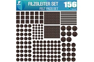 shinfly Podkładki filcowe samoprzylepne – 156 sztuk podkładki filcowe do krzeseł – podkładki filcowe samoprzylepne brązowe o grubości 3 mm – podkładki filcowe do krzeseł z idealną przyczepnością do